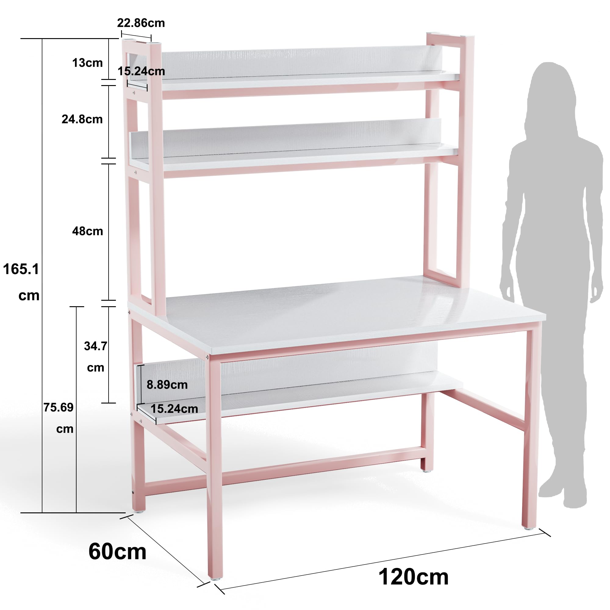 棚付きデスク/勉強机 Amazon | Aquzeeラック付きデスク 幅120cm×奥行60cm×高さ165cm 棚付き